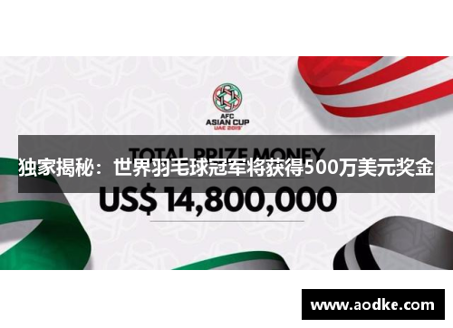 独家揭秘：世界羽毛球冠军将获得500万美元奖金